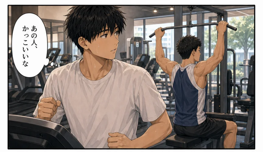 ジムで知らない男性をかっこいいと思う陽太