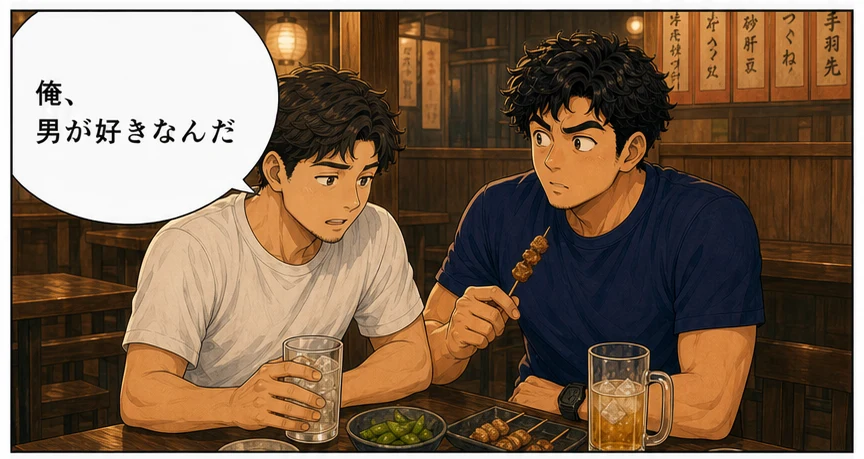 男性が好きだと拓海へ打ち明ける友人