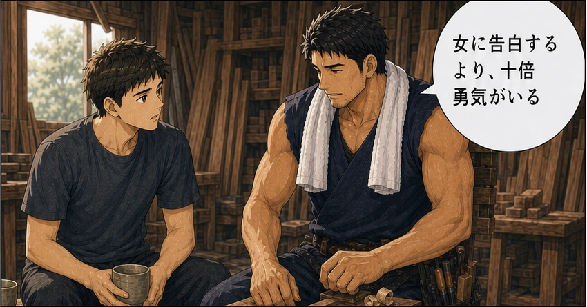 男同士の告白には十倍勇気がいると話す巌