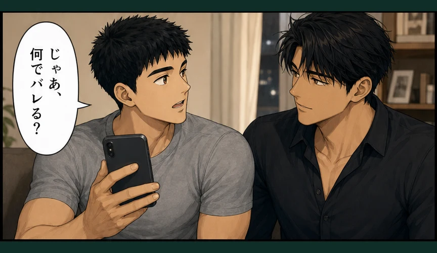 何がきっかけで知られるのかスマホを持って尋ねる晴斗